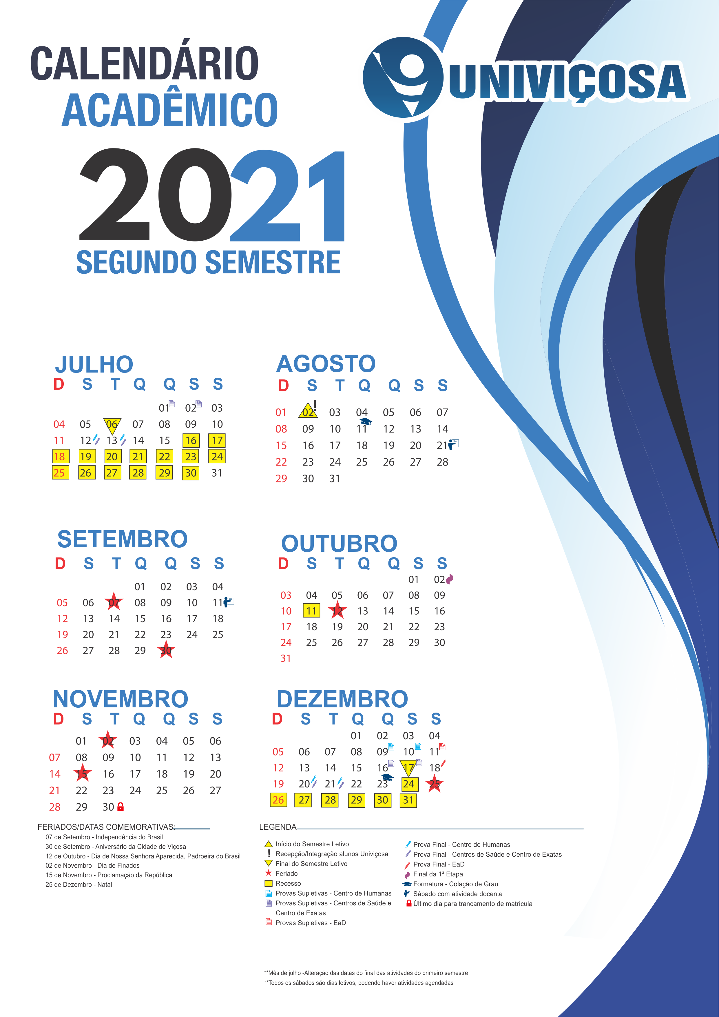 Calendário letivo graduação